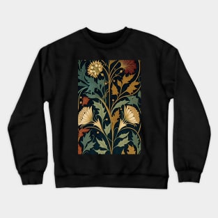 Floral Garden Botanical Print with Fall Gold Flowers and Leaves Crewneck Sweatshirt